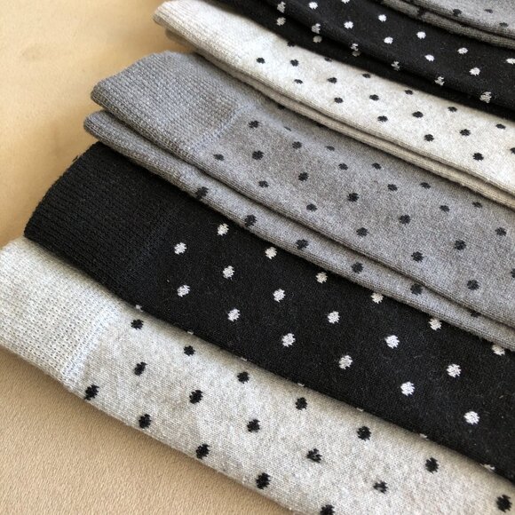 6 Pairs Men's Socks. Cotton Blend Crew Dress Polka Dots Socks, - Picture 6 of 10
